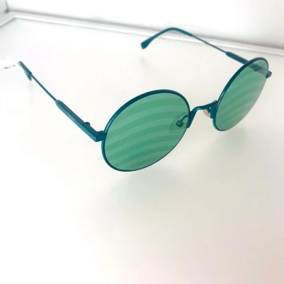 FENDI 53mm Round Sunglasses Green Wave Men